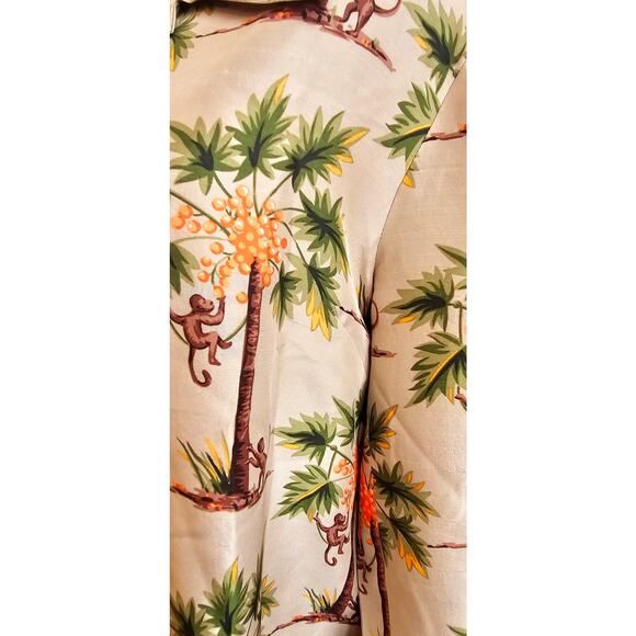 Silkland Women's Pure Silk Monkey Palm Print Jacket Top Size 16 Multicolor‎ - Picture 3 of 6